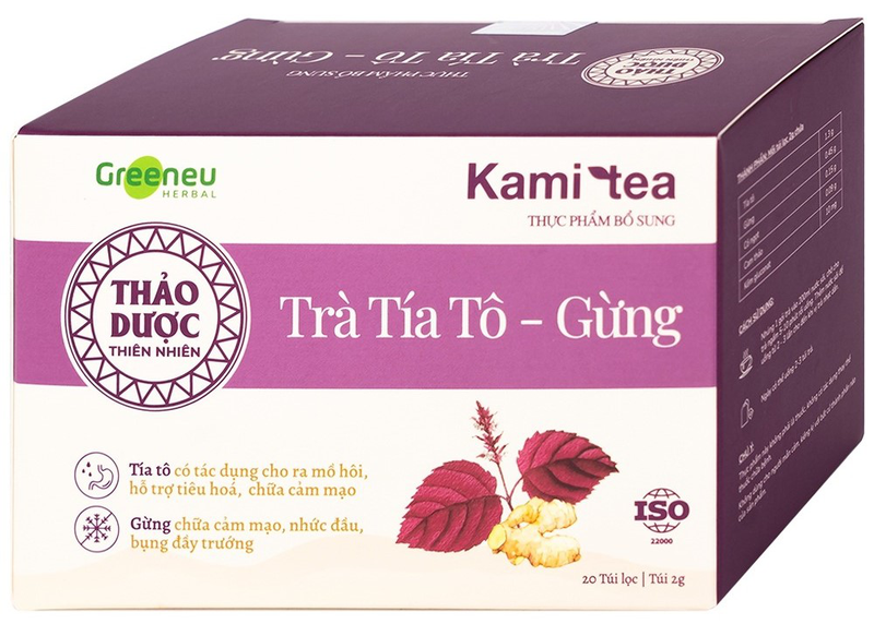 Trà Tía Tô – Gừng Kami Tea hỗ trợ tiêu hoá, chữa cảm mạo, nhức đầu, bụng dầy trướng (20 túi) 1