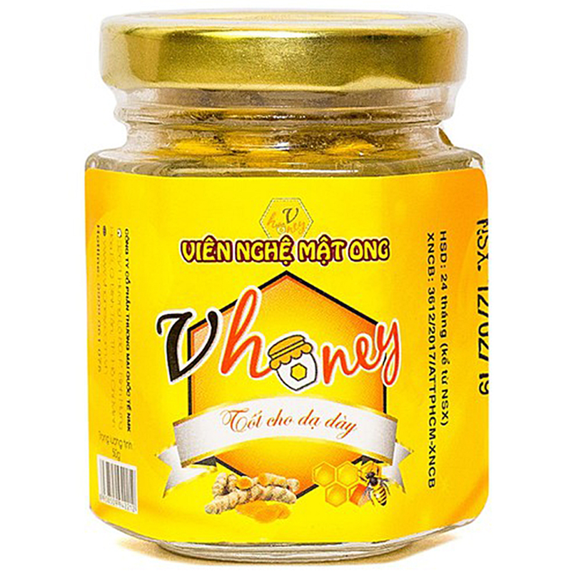 Viên nghệ mật ong Vhoney hỗ trợ làm đẹp da, chữa đau dạ dày (150g)