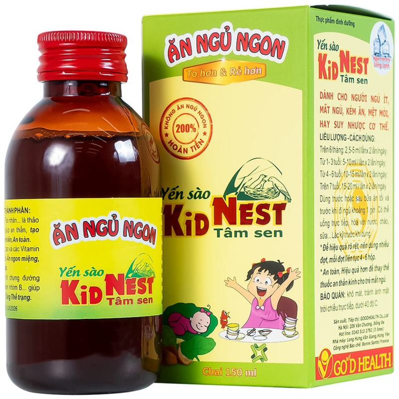 Yến sào Kid Nest Tâm Sen Good Health giúp trẻ ăn ngon miệng, ngủ ngon (150ml)