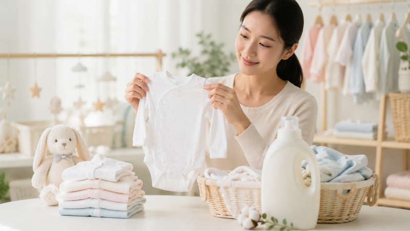 Giặt đồ sơ sinh mới mua về giúp loại bỏ các hóa chất còn tồn dư trên vải