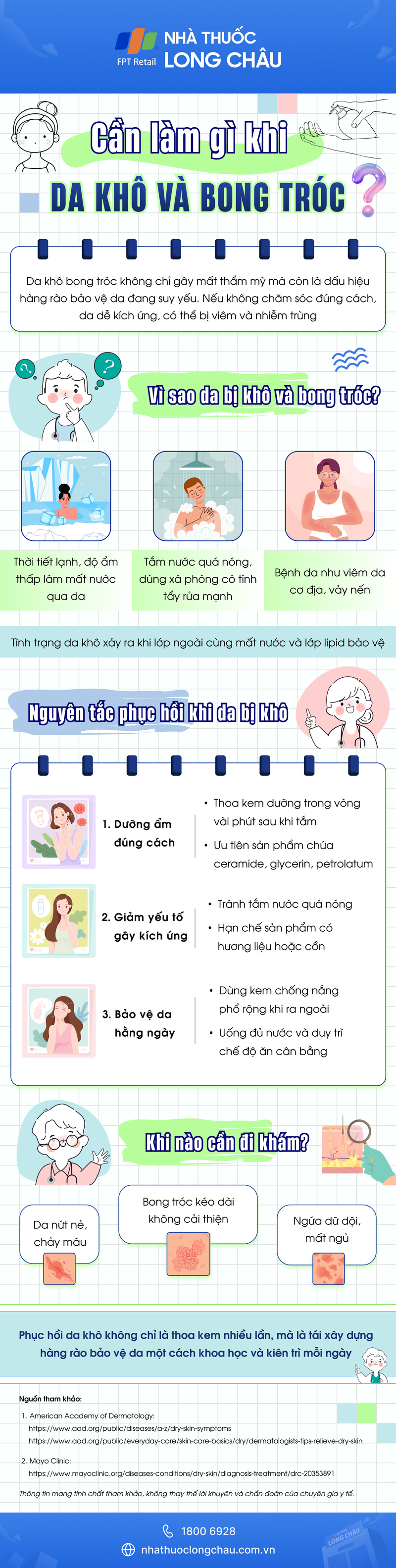 [Infographic] Cần làm gì khi da khô và bong tróc?