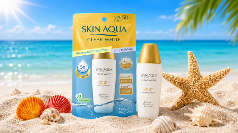 Kem chống nắng Skin Aqua Clear White phù hợp cho những ngày vận động ngoài trời