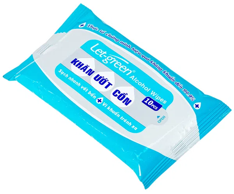 Khăn ướt cồn Let-Green gói 10 miếng