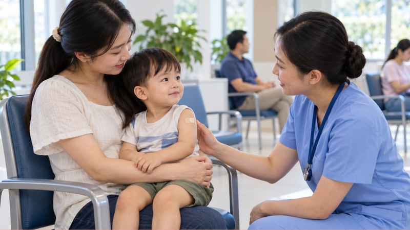 Theo dõi trẻ ít nhất 30 phút sau tiêm tại cơ sở y tế