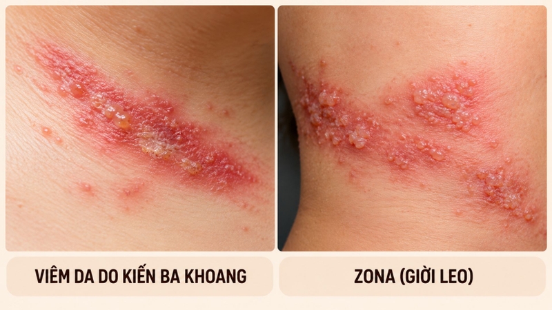 Hình dạng tổn thương, cảm giác đau rát và tiền sử tiếp xúc giúp định hướng nguyên nhân
