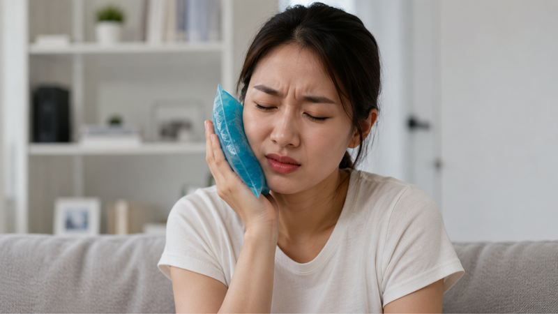 Chườm lạnh có thể giúp giảm sưng và khó chịu tạm thời