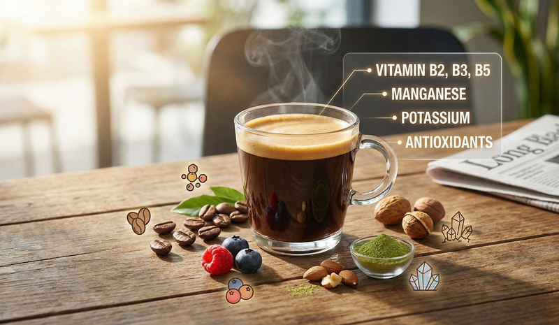Long black coffee cung cấp nhiều vitamin nhóm B hỗ trợ chuyển hóa