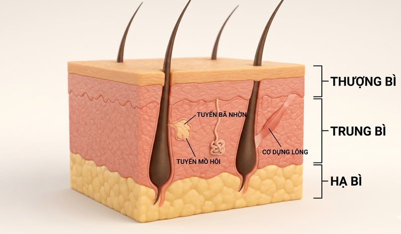 Lớp trung bì quyết định độ săn chắc, đàn hồi và thanh xuân của làn da