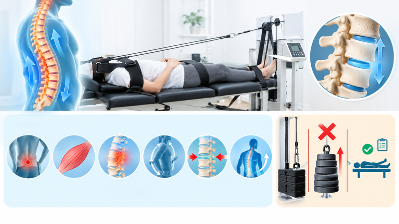 Lực kéo trong kéo giãn cột sống tạo ra tác động cơ học lên vùng cột sống cần điều trị