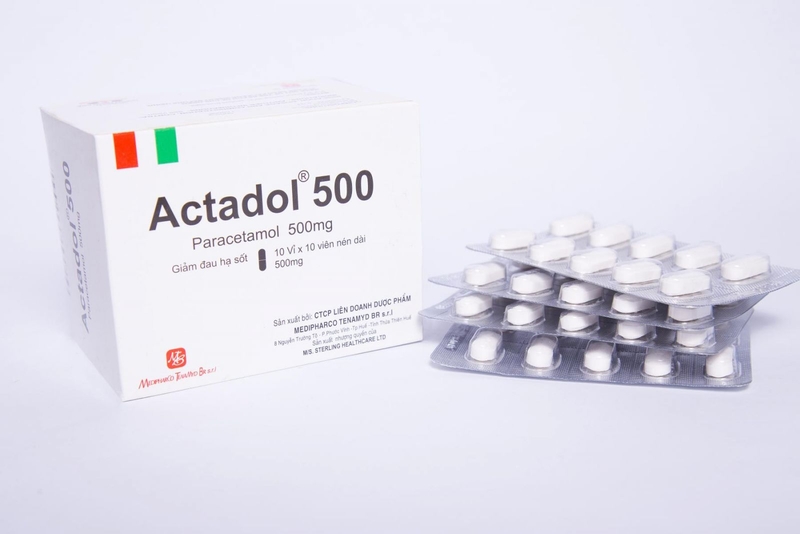 Thuốc Actadol 500Mg Medipharco điều trị giảm đau hạ sốt chứa dược chất chính là paracetamol