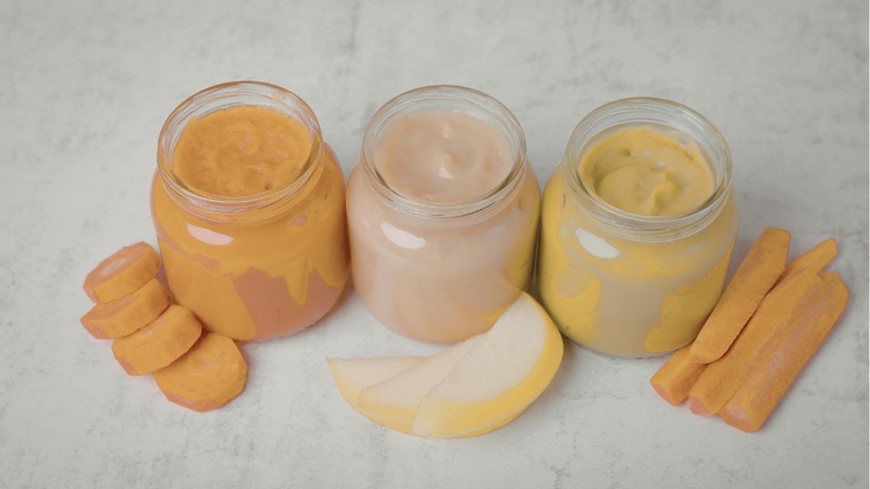 Rau củ quả nấu chín, nghiền nhuyễn bổ sung vitamin, khoáng chất và chất xơ