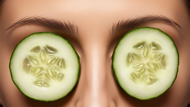 Dưa chuột giúp dưỡng ẩm, làm dịu da và giảm sưng vùng mắt nhờ khả năng cấp nước và làm mát tự nhiên