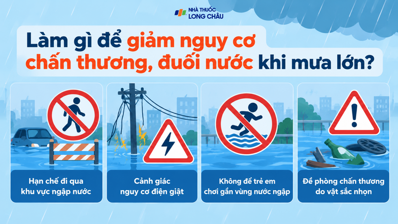 Làm gì để giảm nguy cơ chấn thương, đuối nước khi mưa lớn?