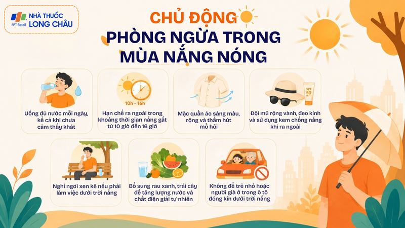 Những thói quen đơn giản giúp giảm nguy cơ ảnh hưởng sức khỏe trong ngày nắng nóng