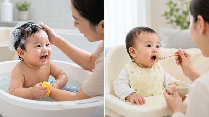 Nên tắm cho bé trước hay sau khi ăn?