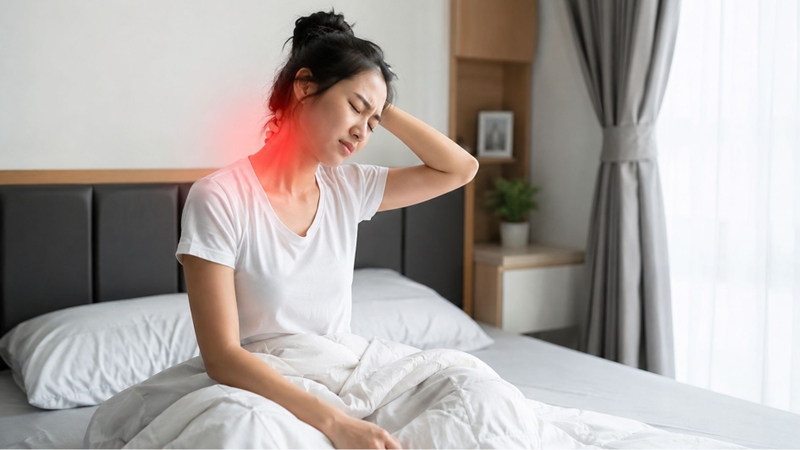 Ngủ dậy đau đầu sau gáy có thể do tư thế ngủ không phù hợp