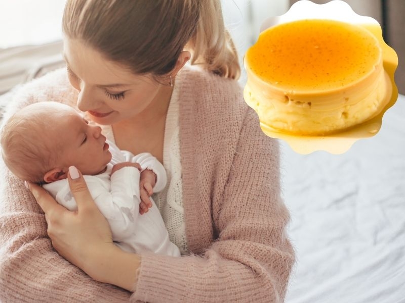 Người mới đẻ mổ ăn bánh flan được không? 2