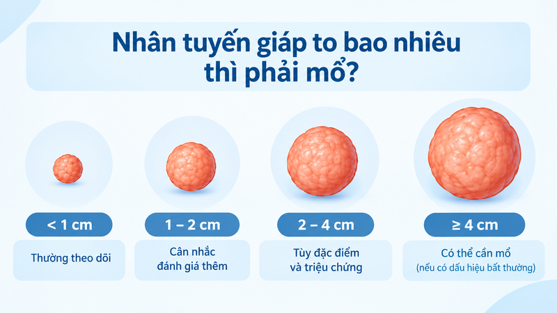 Việc phẫu thuật tùy thuộc vào tình trạng cũng như kích thước nhân tuyến giáp