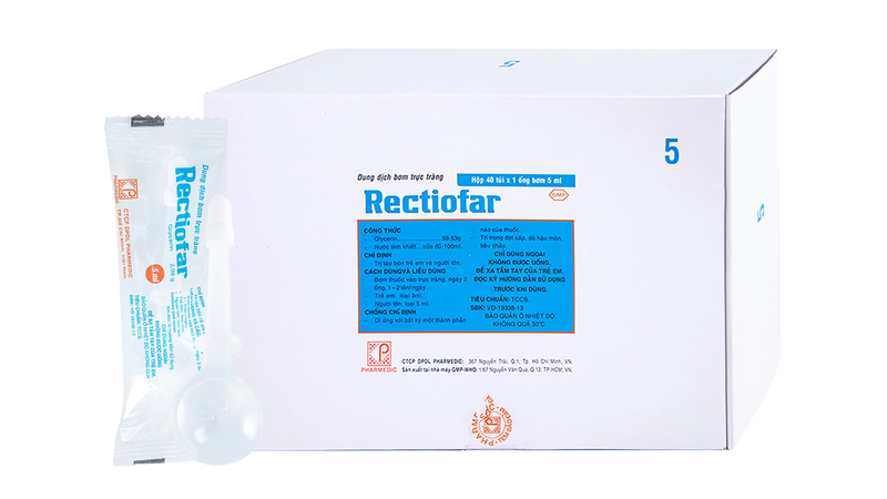 Thuốc Rectiofar chứa glycerin giúp làm mềm phân, bôi trơn trực tràng và hỗ trợ cải thiện táo bón