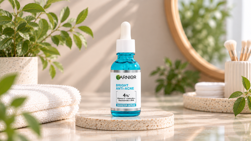 Garnier Skin Naturals Bright Complete Anti Acne Booster Serum giúp giảm dầu, làm sáng da