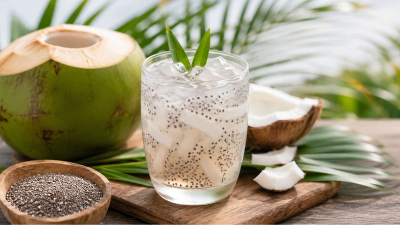 Nước dừa hạt chia là thức uống giàu nước và một số dưỡng chất có lợi