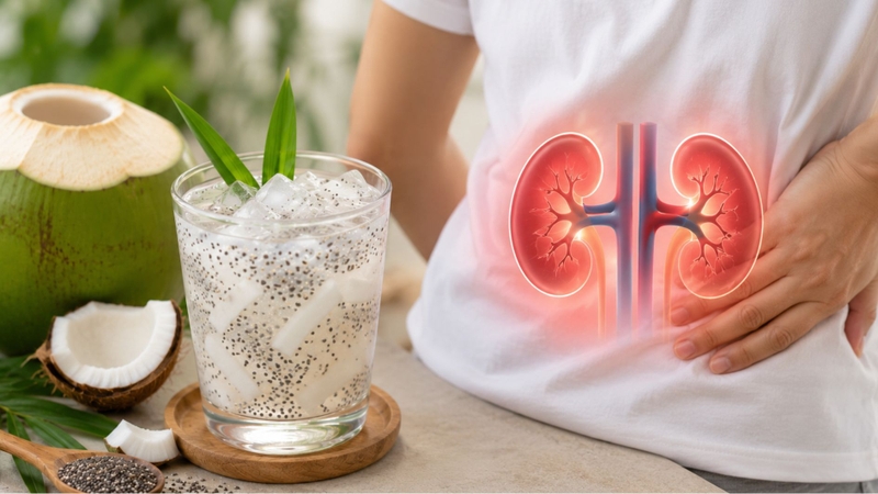 Người mắc bệnh thận cần thận trọng khi dùng nước dừa hạt chia