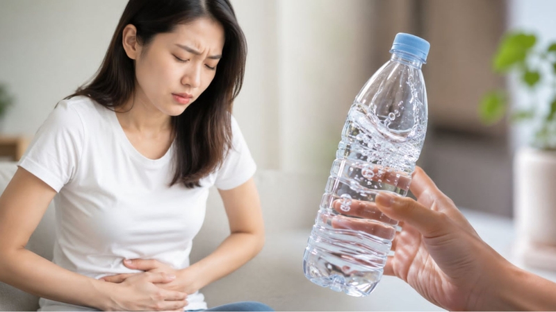 Nước lọc bị xóc uống có đau bụng không?