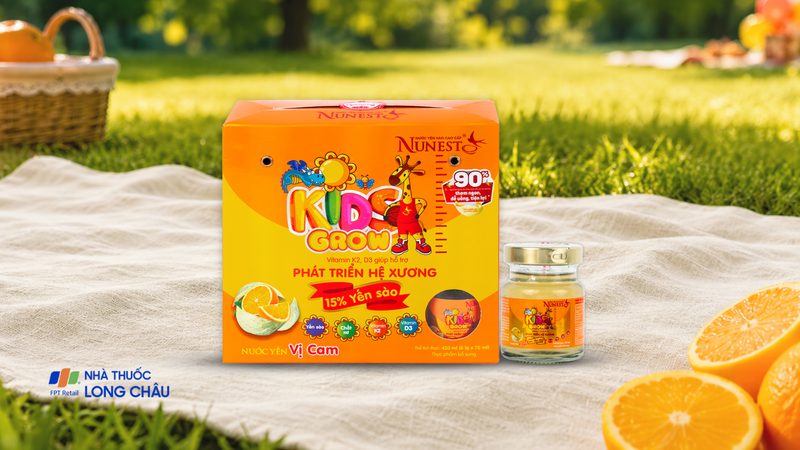 Nước yến sào cao cấp Nunest Kid Grow vị cam