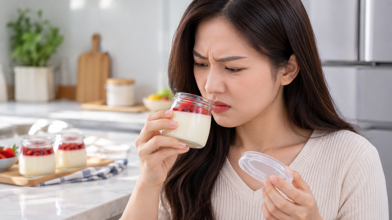 Không nên tiếp tục sử dụng panna cotta khi có vị chua, đắng hoặc mùi bất thường