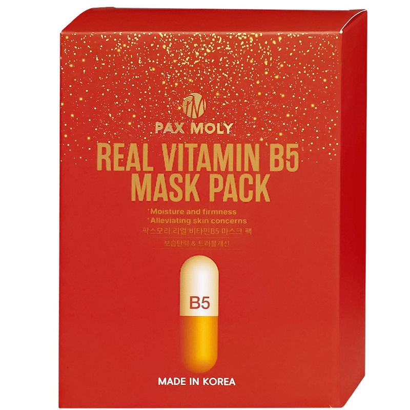 Mặt nạ Pax Moly Real Vitamin B5 Mask Pack 10 miếng (Red) giúp da mềm mịn, giúp dưỡng ẩm da, làm dịu da 1
