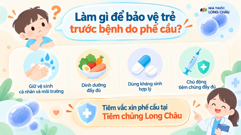 Nhiều biện pháp có thể được áp dụng để bảo vệ trẻ trước bệnh do phế cầu