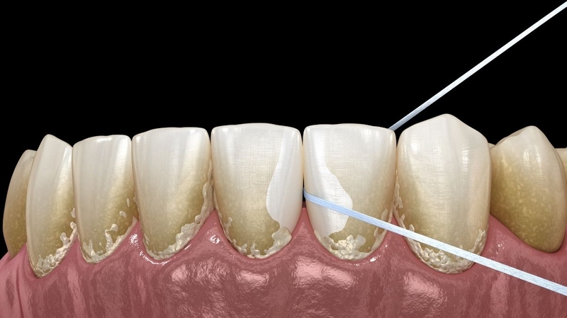 Răng bị thưa sau khi lấy cao răng do mảng bám che lấp kẽ răng trước đó