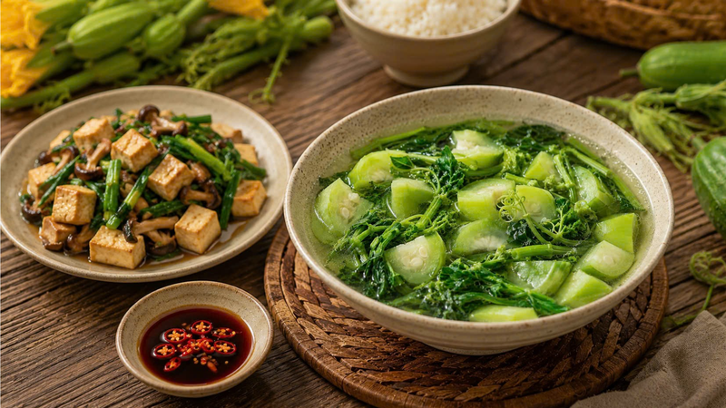 Lượng calo trong canh rau bí phụ thuộc vào nguyên liệu nấu cùng