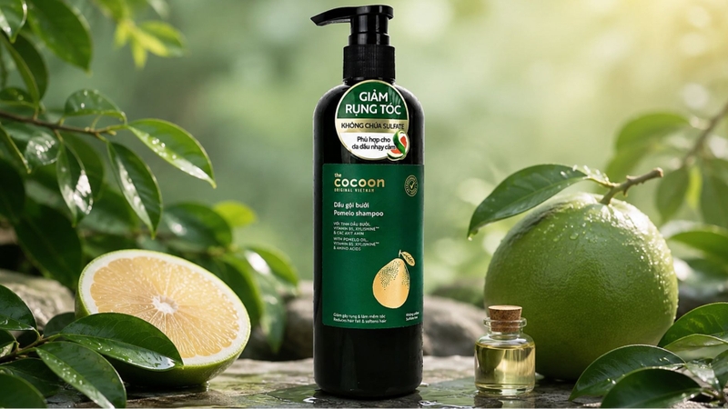 Dầu gội Cocoon bưởi với thành phần thực vật giúp chăm sóc tóc dịu nhẹ