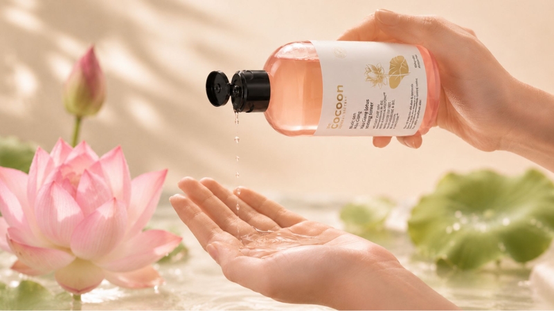 Nước hoa hồng Cocoon Sen Hậu Giang kết cấu dạng nước thẩm thấu nhanh