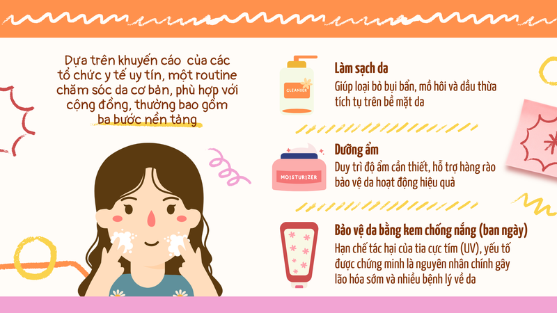 Ba bước nền tảng của routine chăm sóc da cơ bản