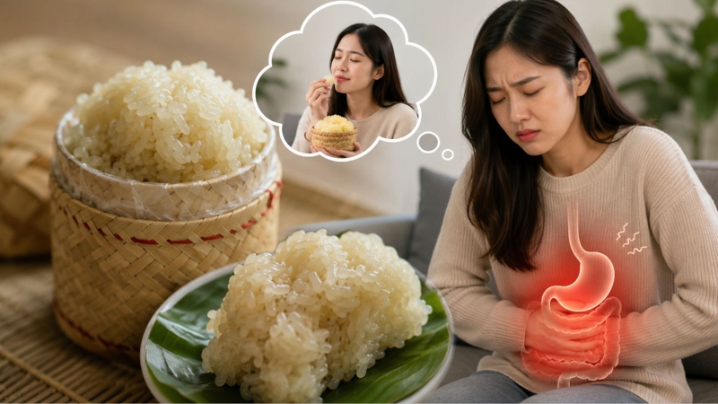 Đồ nếp có thể gây cảm giác no lâu và khó tiêu ở một số người