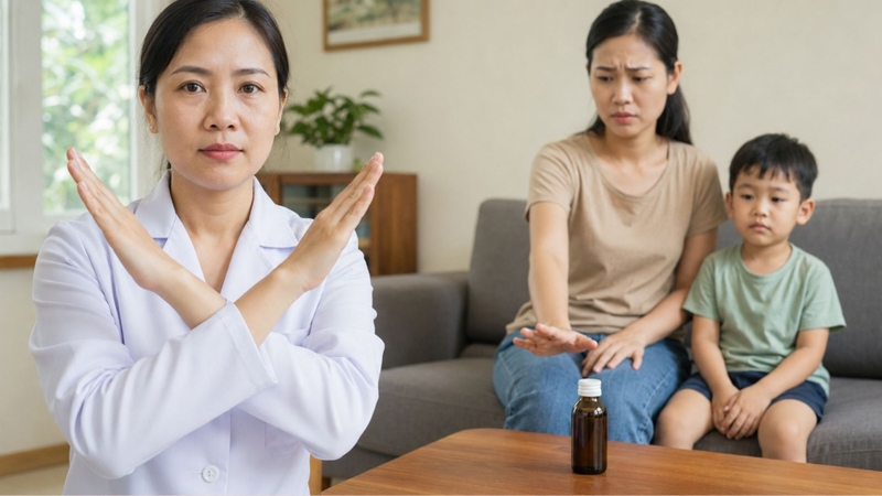Không tự ý cho trẻ dùng thuốc ho khi chưa có hướng dẫn