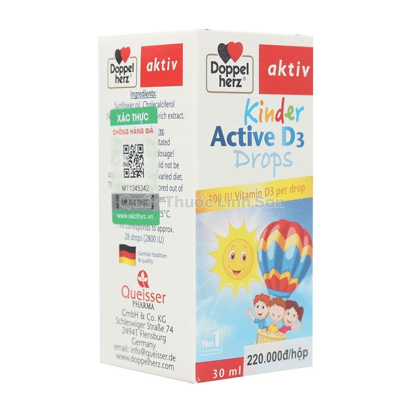 Siro Kinder Active D3 Drops Doppelherz 30Ml Bổ Sung Vitamin D3 Cho Trẻ 2