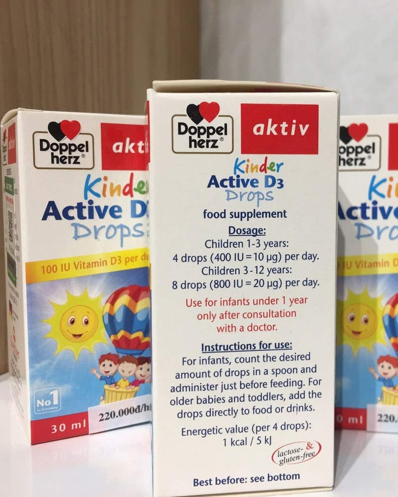 Siro Kinder Active D3 Drops Doppelherz 30Ml Bổ Sung Vitamin D3 Cho Trẻ 3