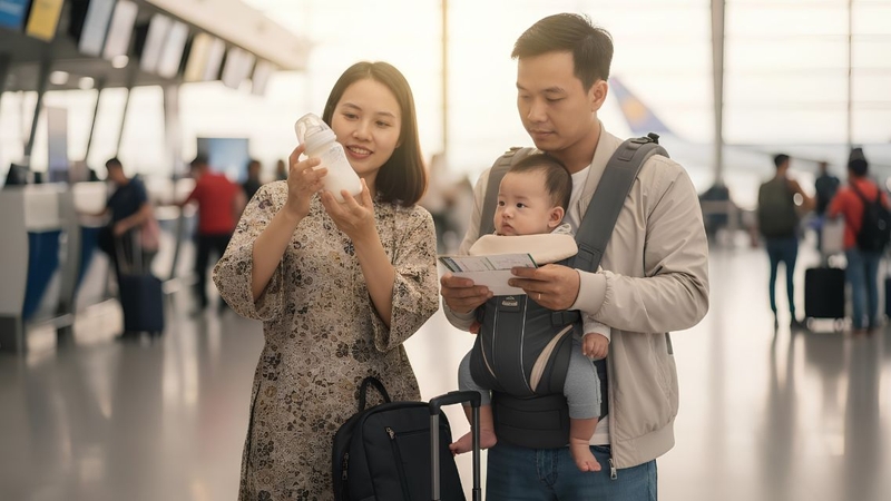 Cha mẹ nên chuẩn bị sữa đầy đủ trước chuyến bay cùng trẻ nhỏ