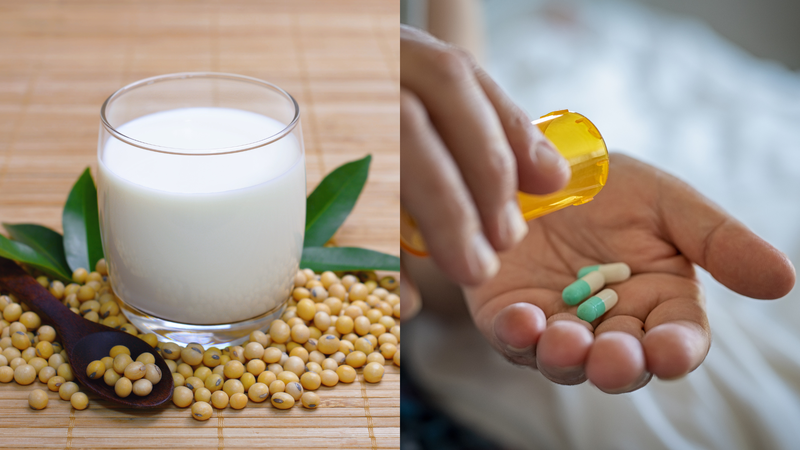 Không uống thuốc cùng lúc với sữa đậu nành