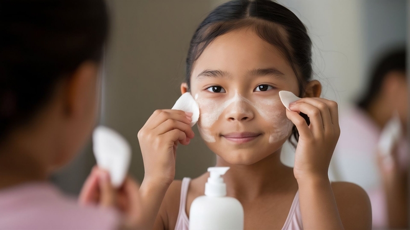 Trẻ nên rửa mặt đúng cách hai lần mỗi ngày bằng sản phẩm dịu nhẹ