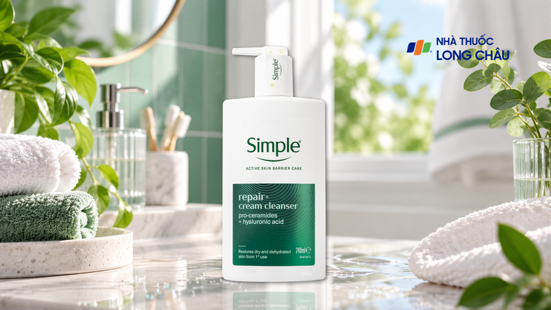 Sữa rửa mặt Simple Repair+ Cream Cleanser 240 ml