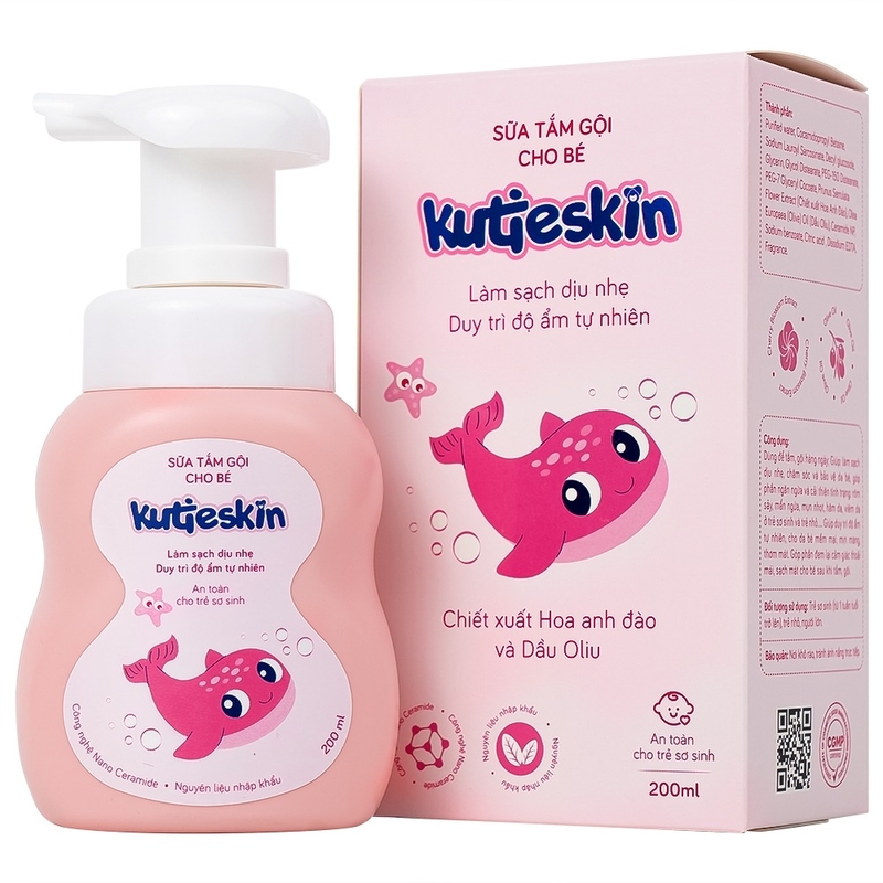 Sữa tắm gội cho bé Kutieskin giúp làm sạch dịu nhẹ, chăm sóc và bảo vệ da bé