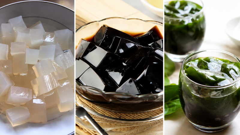 Sương sa, sương sáo và sương sâm khác nhau về nguyên liệu, màu sắc, kết cấu và hương vị