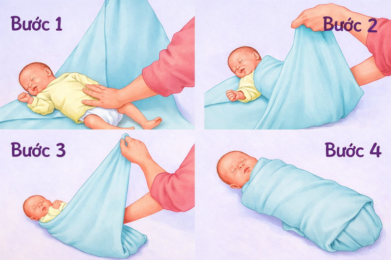Việc quấn đúng giúp bé ngủ ngon hơn và hạn chế tình trạng tuột tã