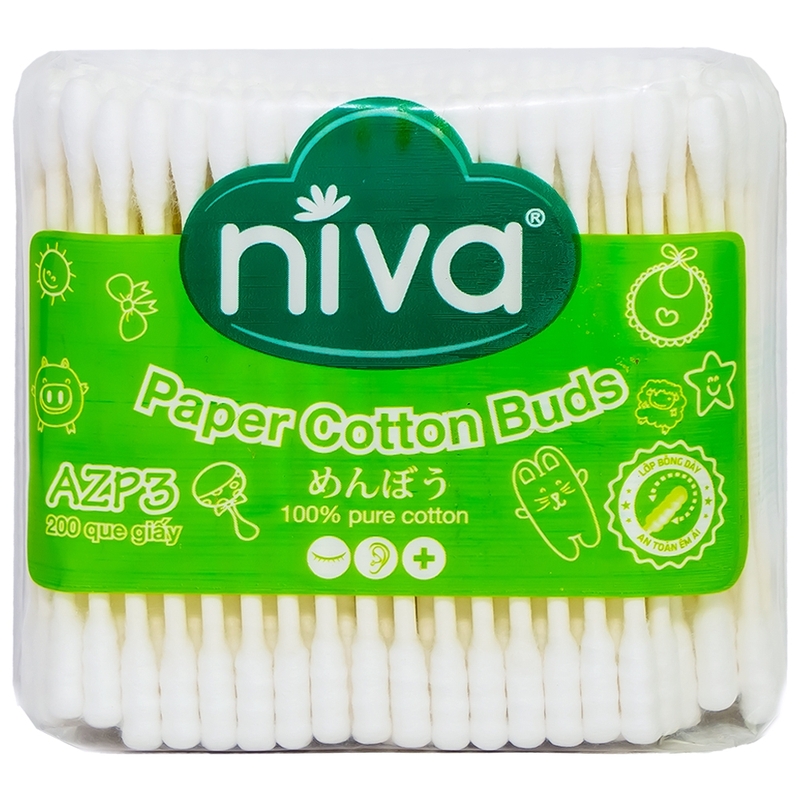 Tăm Bông Niva Túi Zipper 200 Que Giấy Azp3