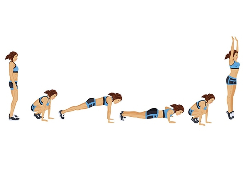 Bài tập Burpee Squat hold đốt cháy rất nhiều calo