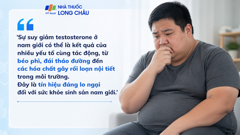 Béo phì, hóa chất và lối sống có thể góp phần làm giảm testosterone